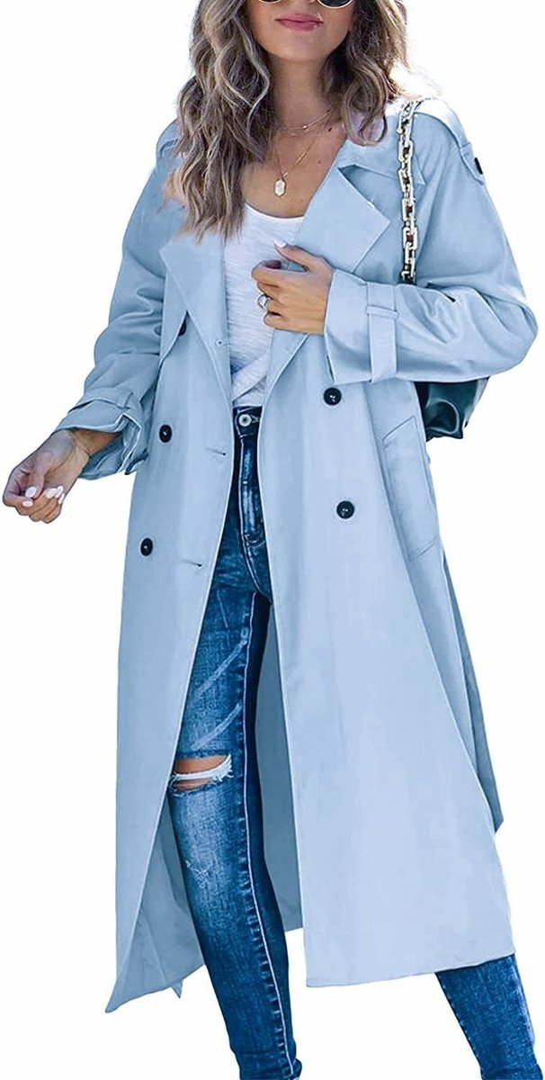 ELIZA & MAREN | LONGLINE TIE WAIST TRENCH FOR WOMEN