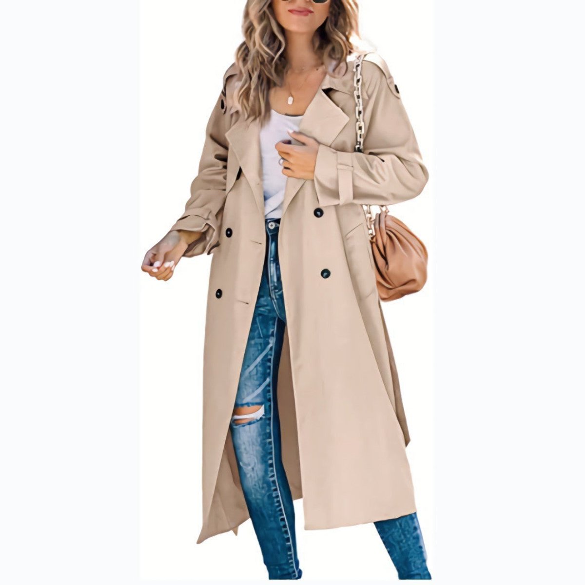 ELIZA & MAREN | LONGLINE TIE WAIST TRENCH FOR WOMEN