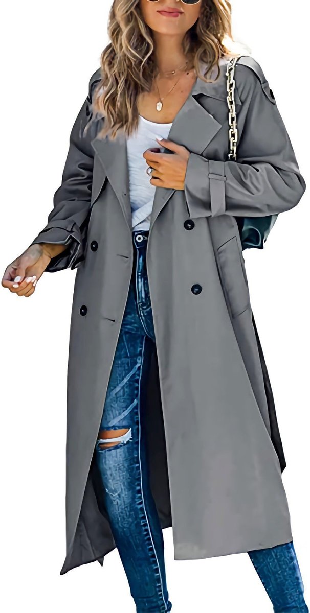 ELIZA & MAREN | LONGLINE TIE WAIST TRENCH FOR WOMEN