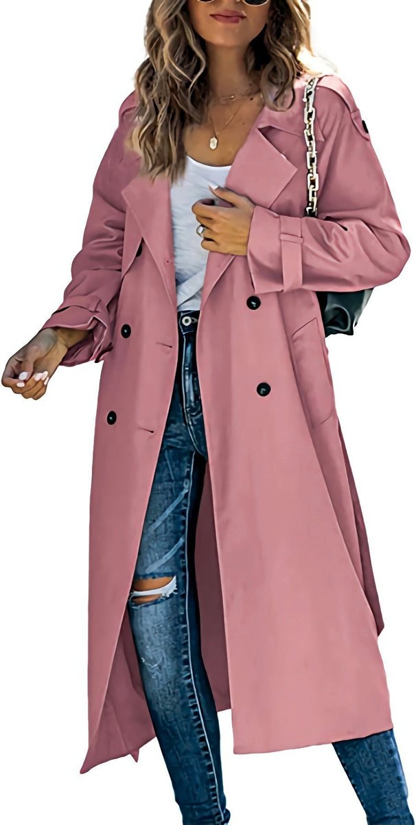 ELIZA & MAREN | LONGLINE TIE WAIST TRENCH FOR WOMEN