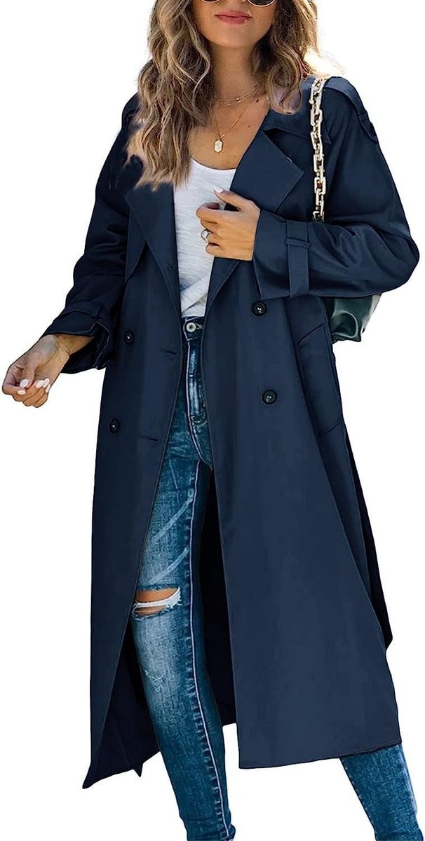 ELIZA & MAREN | LONGLINE TIE WAIST TRENCH FOR WOMEN