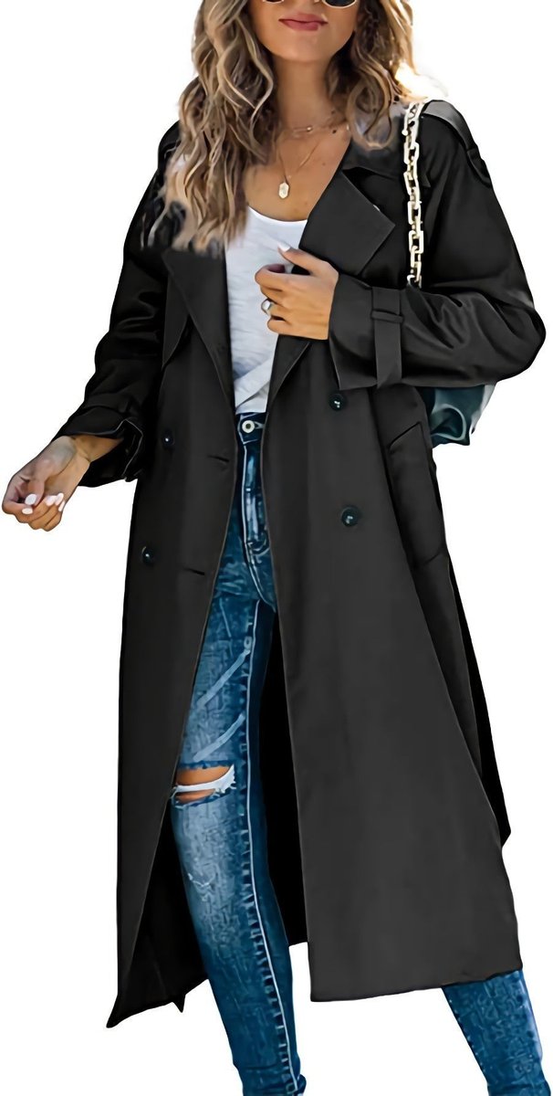 ELIZA & MAREN | LONGLINE TIE WAIST TRENCH FOR WOMEN