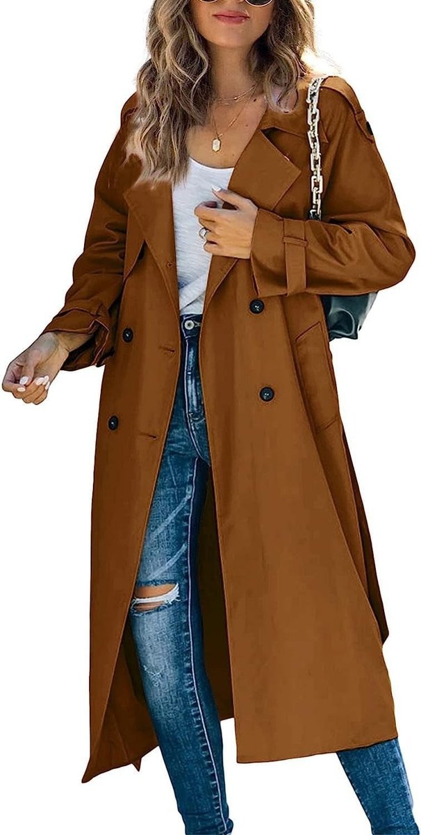 ELIZA & MAREN | LONGLINE TIE WAIST TRENCH FOR WOMEN