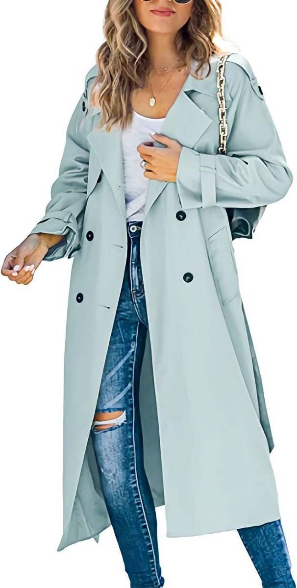 ELIZA & MAREN | LONGLINE TIE WAIST TRENCH FOR WOMEN