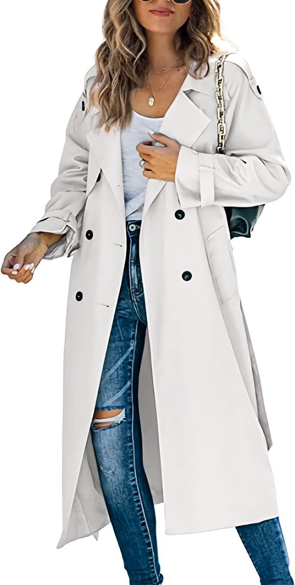 ELIZA & MAREN | LONGLINE TIE WAIST TRENCH FOR WOMEN