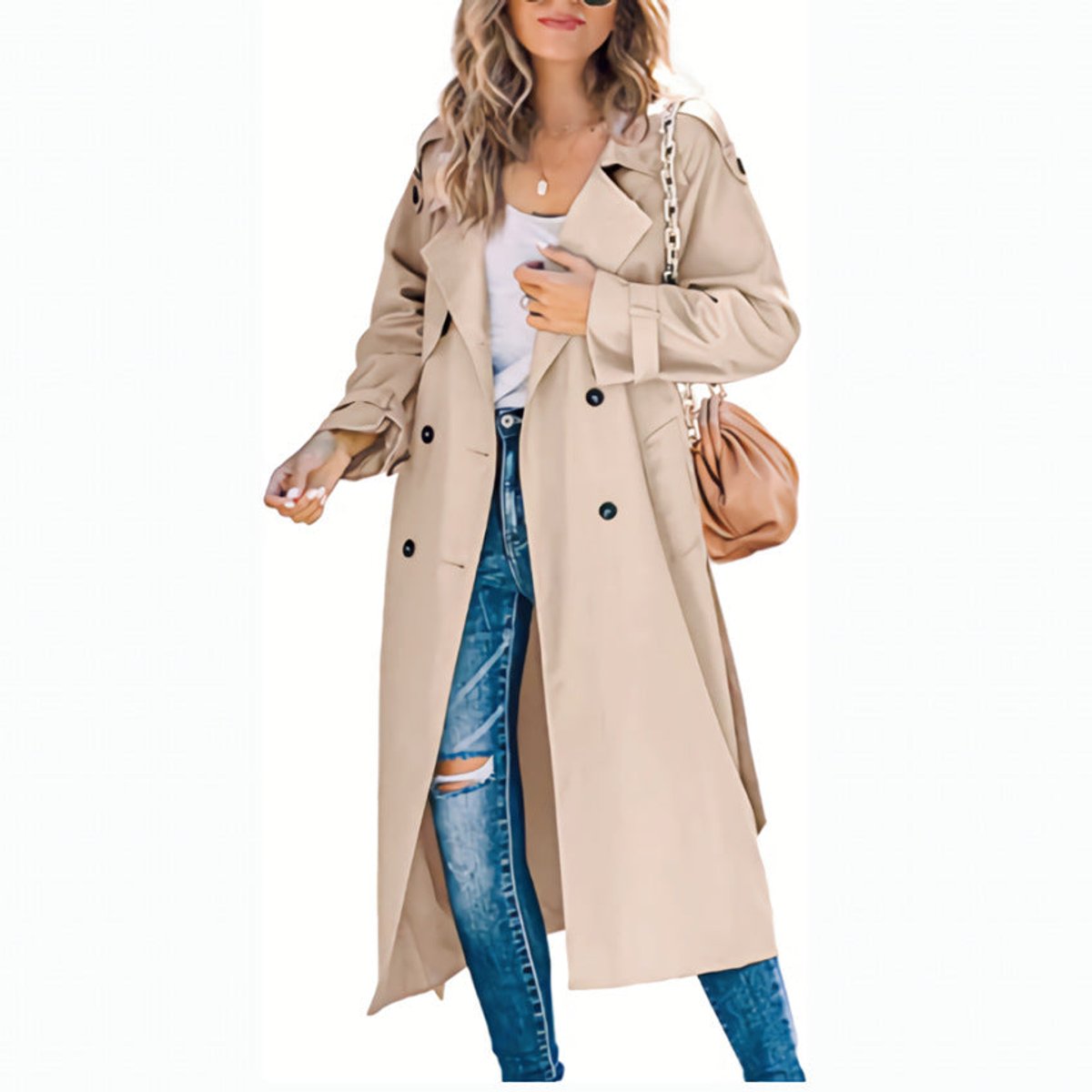 ELIZA & MAREN | LONGLINE TIE WAIST TRENCH FOR WOMEN