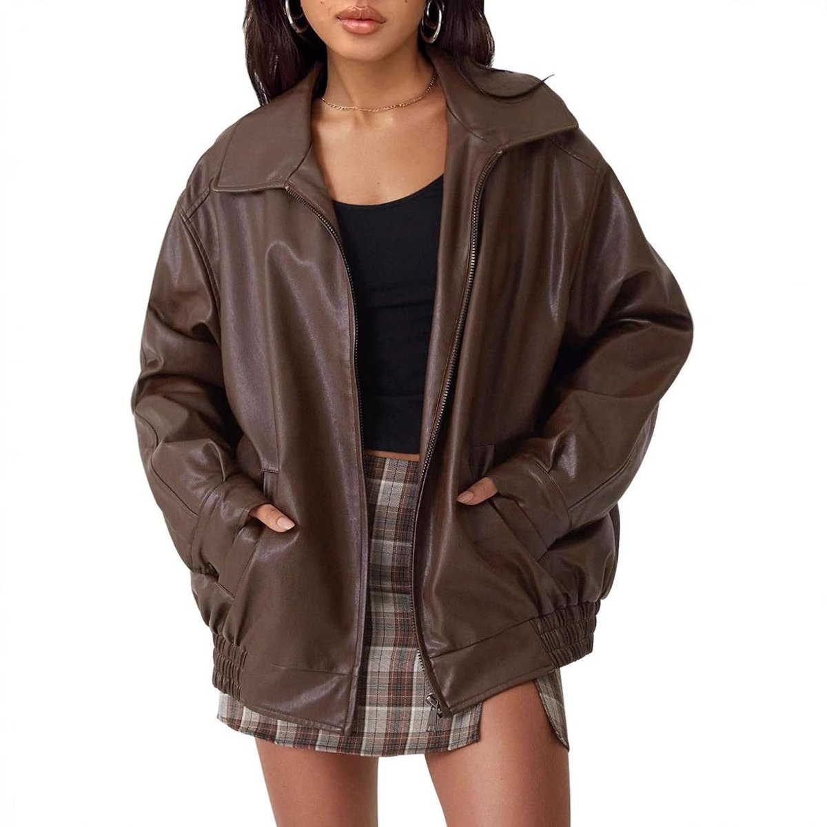 ELIZA & MAREN | RELAXED ZIP BOMBER JACKET FOR WOMEN