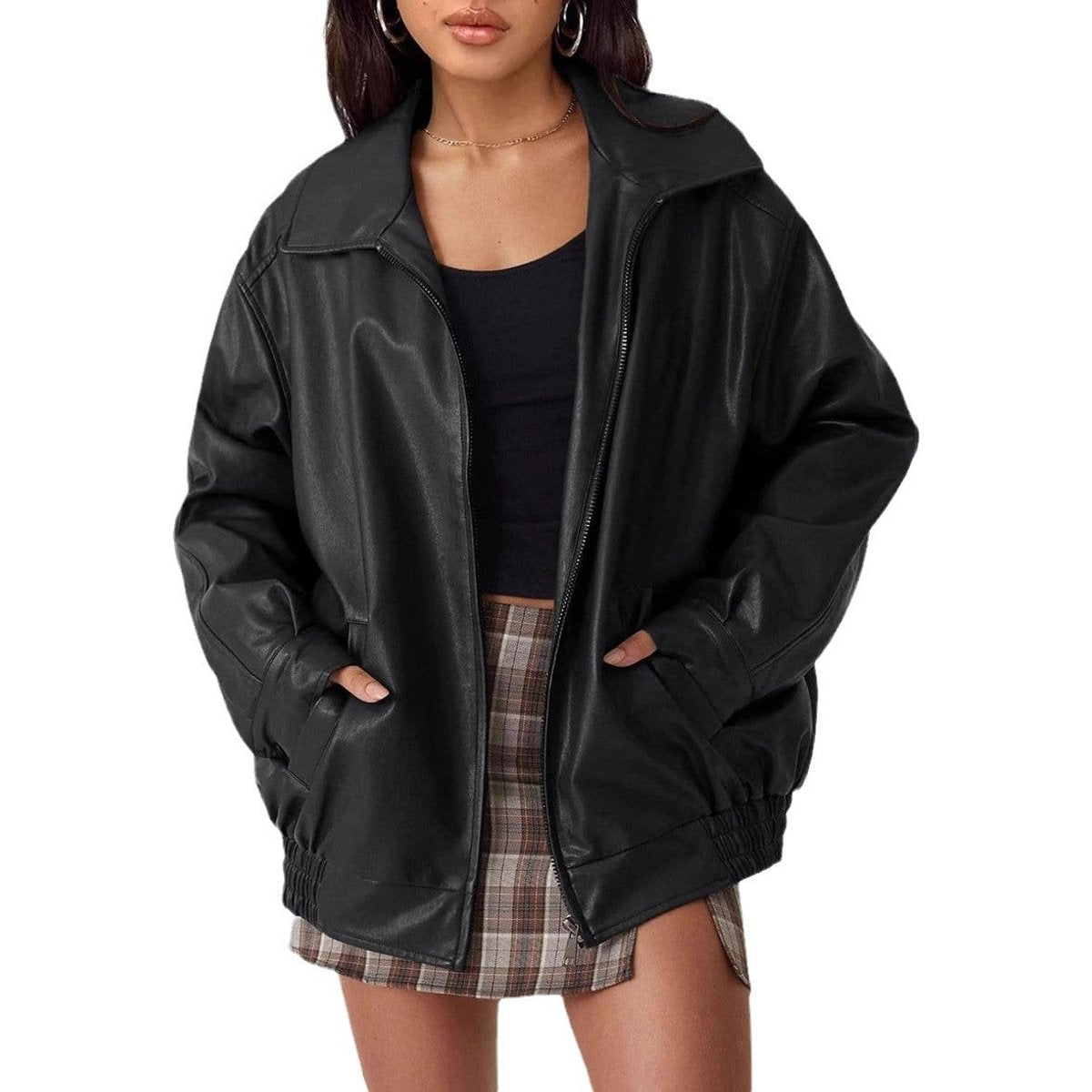 ELIZA & MAREN | RELAXED ZIP BOMBER JACKET FOR WOMEN