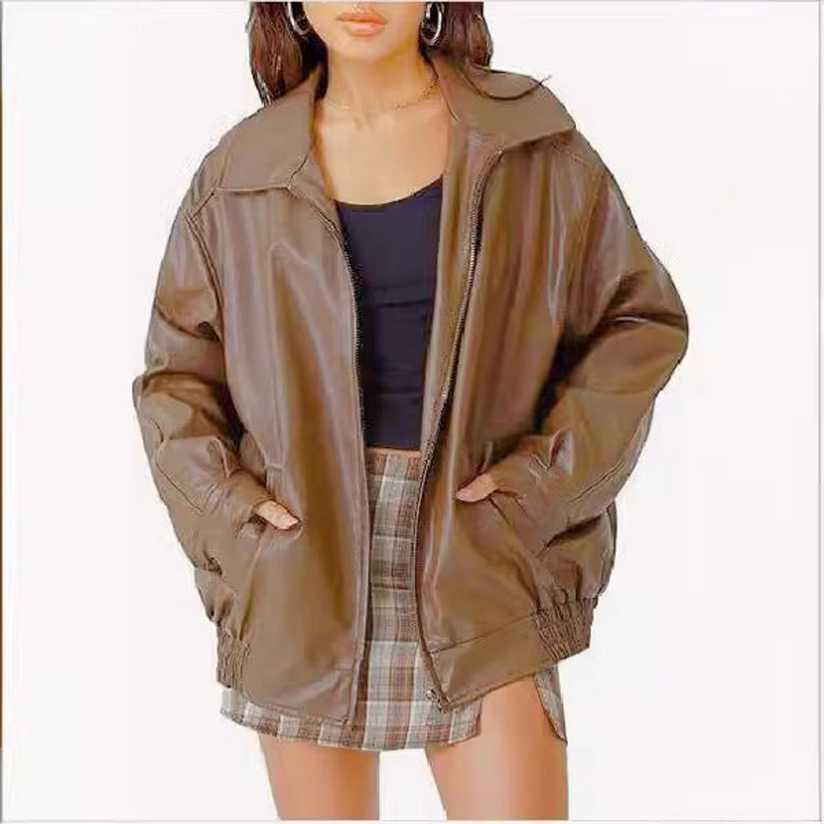 ELIZA & MAREN | RELAXED ZIP BOMBER JACKET FOR WOMEN