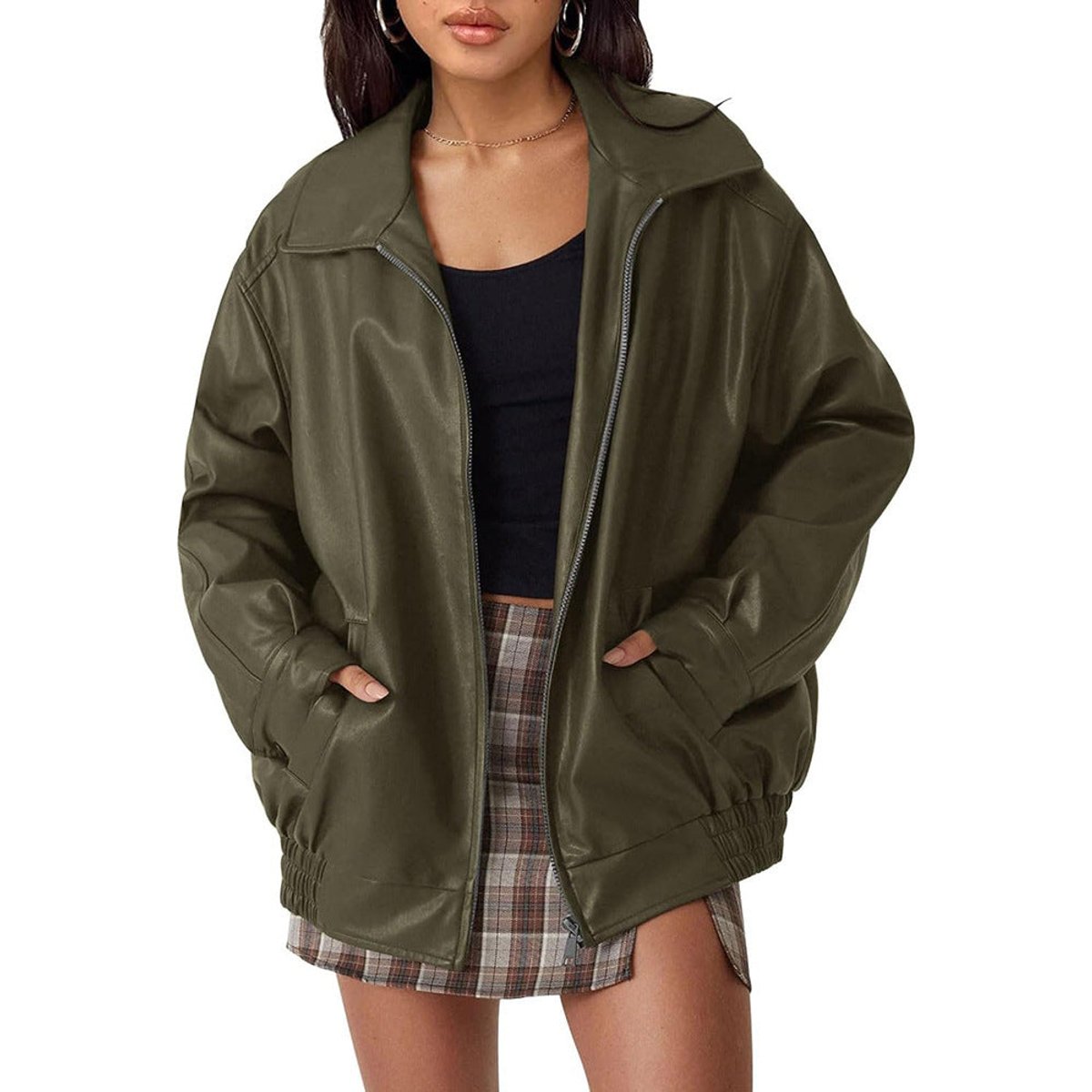 ELIZA & MAREN | RELAXED ZIP BOMBER JACKET FOR WOMEN