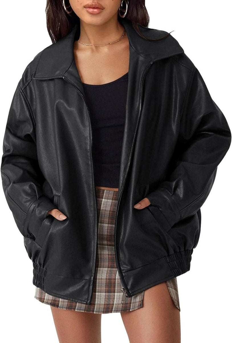 ELIZA & MAREN | RELAXED ZIP BOMBER JACKET FOR WOMEN