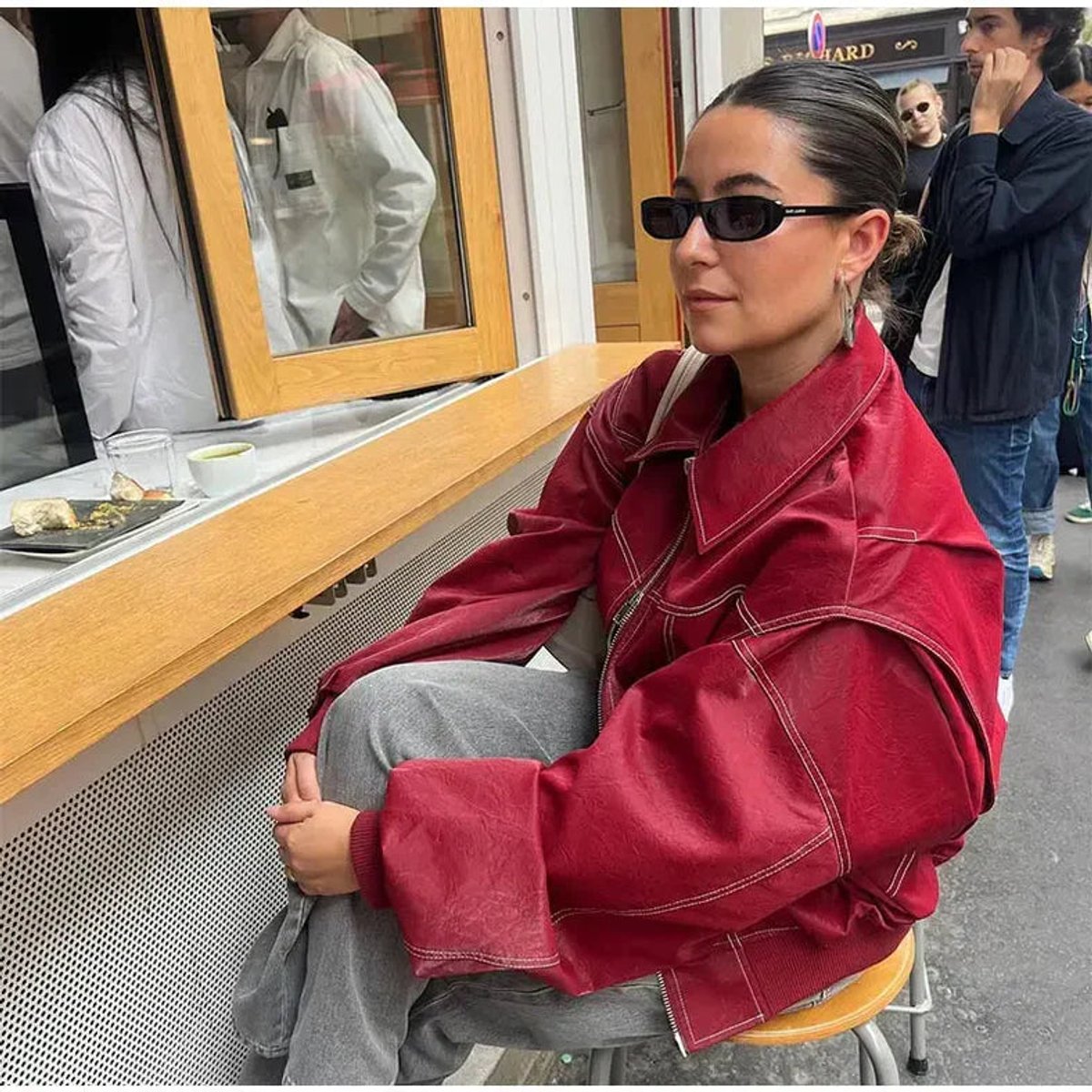 ELIZA & MAREN | CONTRAST STITCH BOMBER JACKET FOR WOMEN