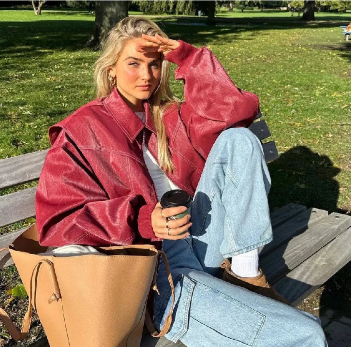 ELIZA & MAREN | CONTRAST STITCH BOMBER JACKET FOR WOMEN