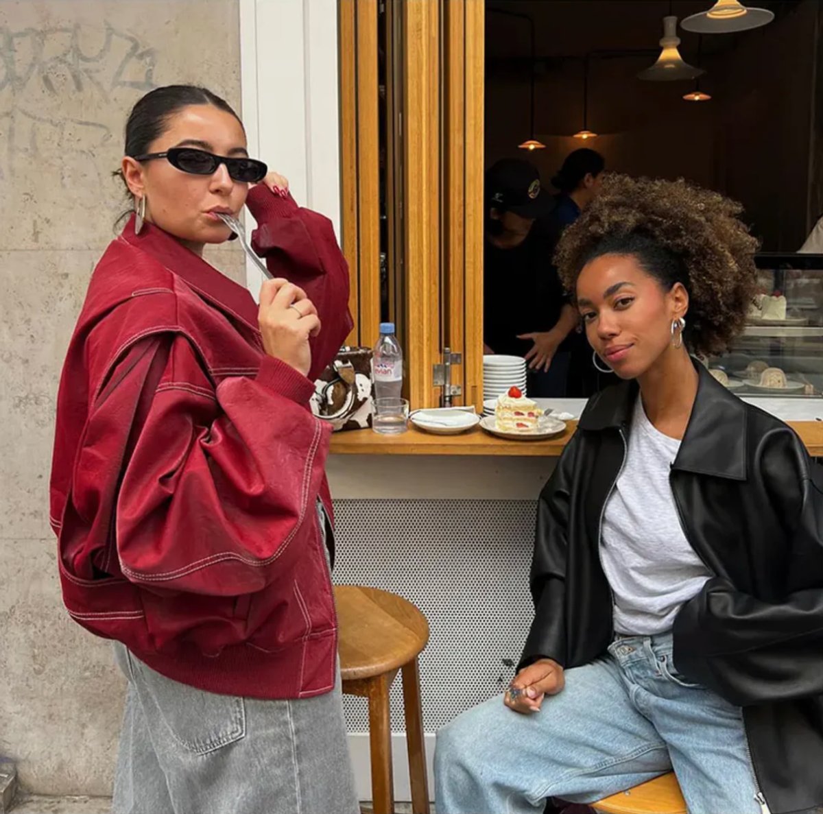 ELIZA & MAREN | CONTRAST STITCH BOMBER JACKET FOR WOMEN