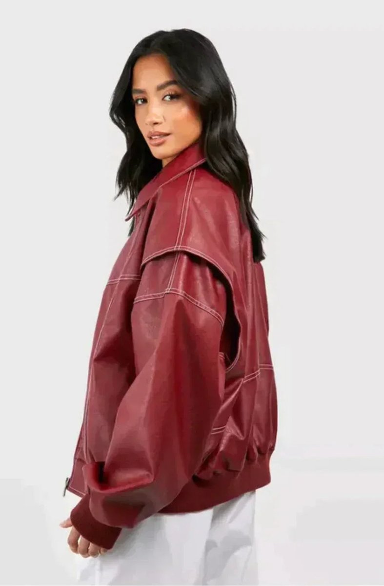 ELIZA & MAREN | CONTRAST STITCH BOMBER JACKET FOR WOMEN