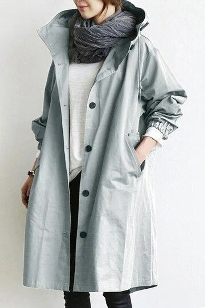 ELIZA & MAREN | OVERSIZED HOODED BUTTON COAT FOR WOMEN