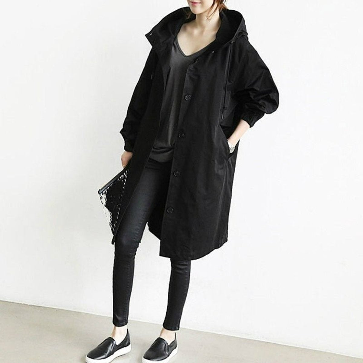 ELIZA & MAREN | OVERSIZED HOODED BUTTON COAT FOR WOMEN
