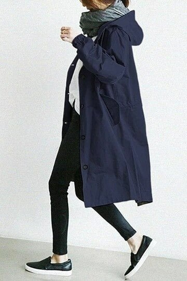 ELIZA & MAREN | OVERSIZED HOODED BUTTON COAT FOR WOMEN