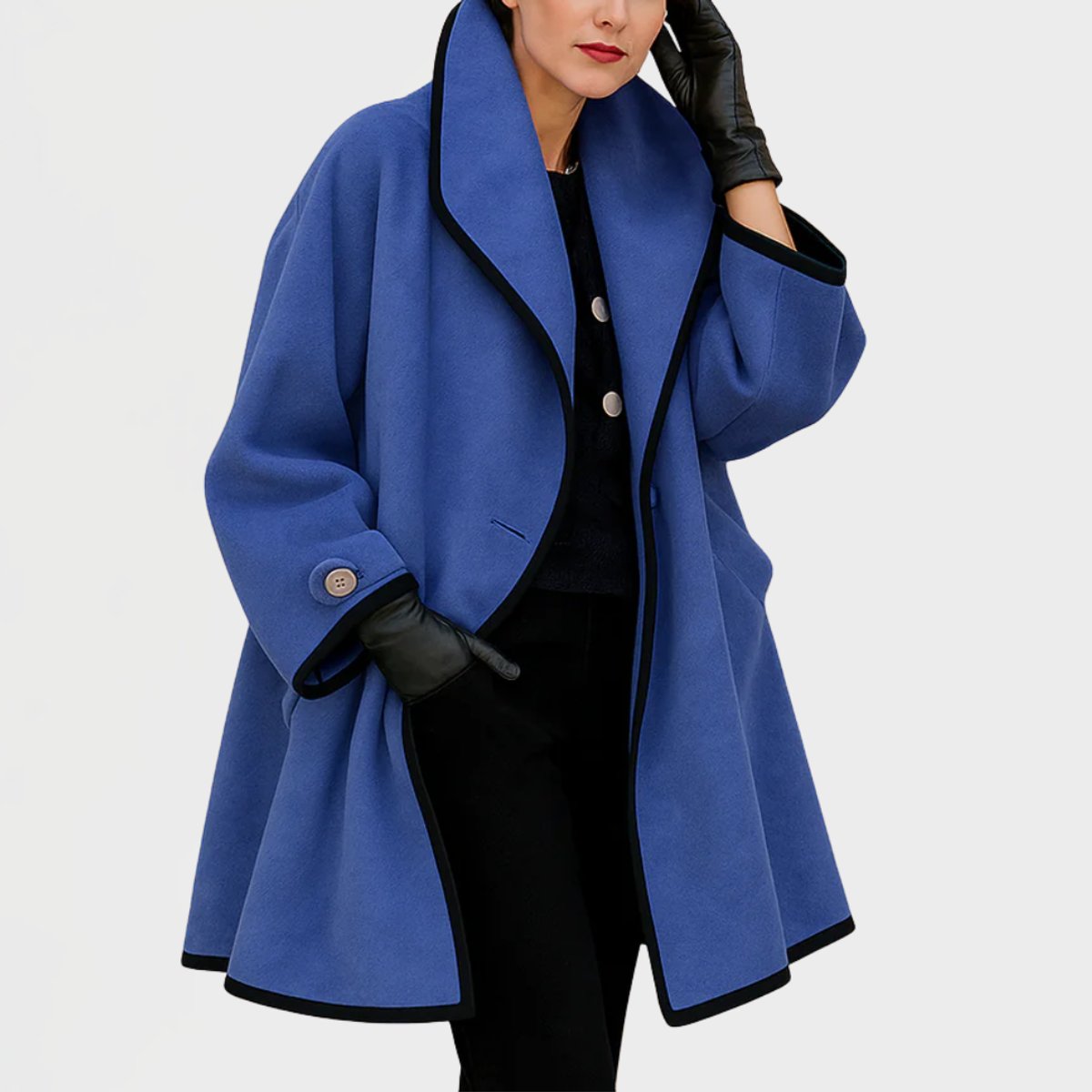 ELIZA & MAREN | OVERSIZED CONTRAST TRIM COAT FOR WOMEN