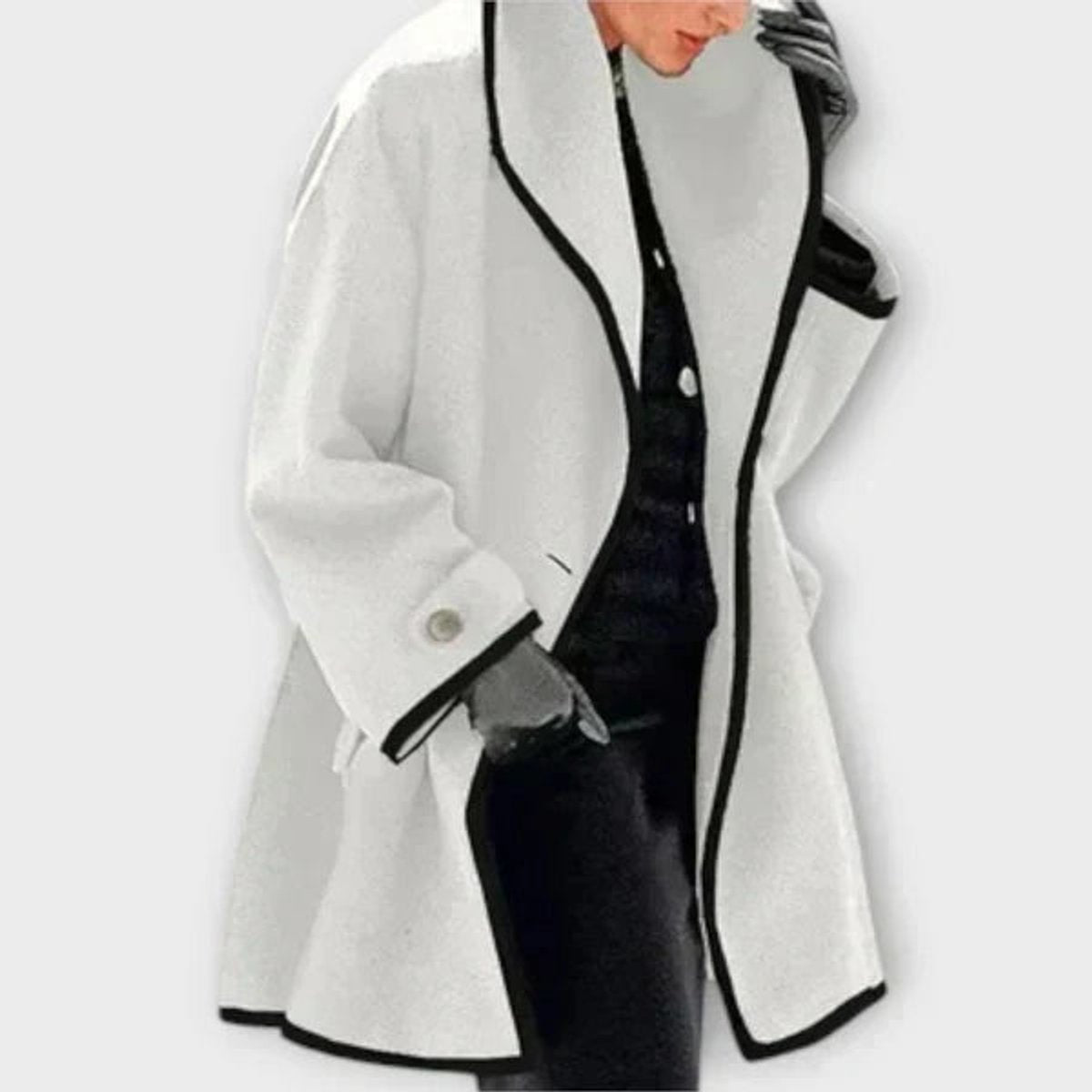 ELIZA & MAREN | OVERSIZED CONTRAST TRIM COAT FOR WOMEN