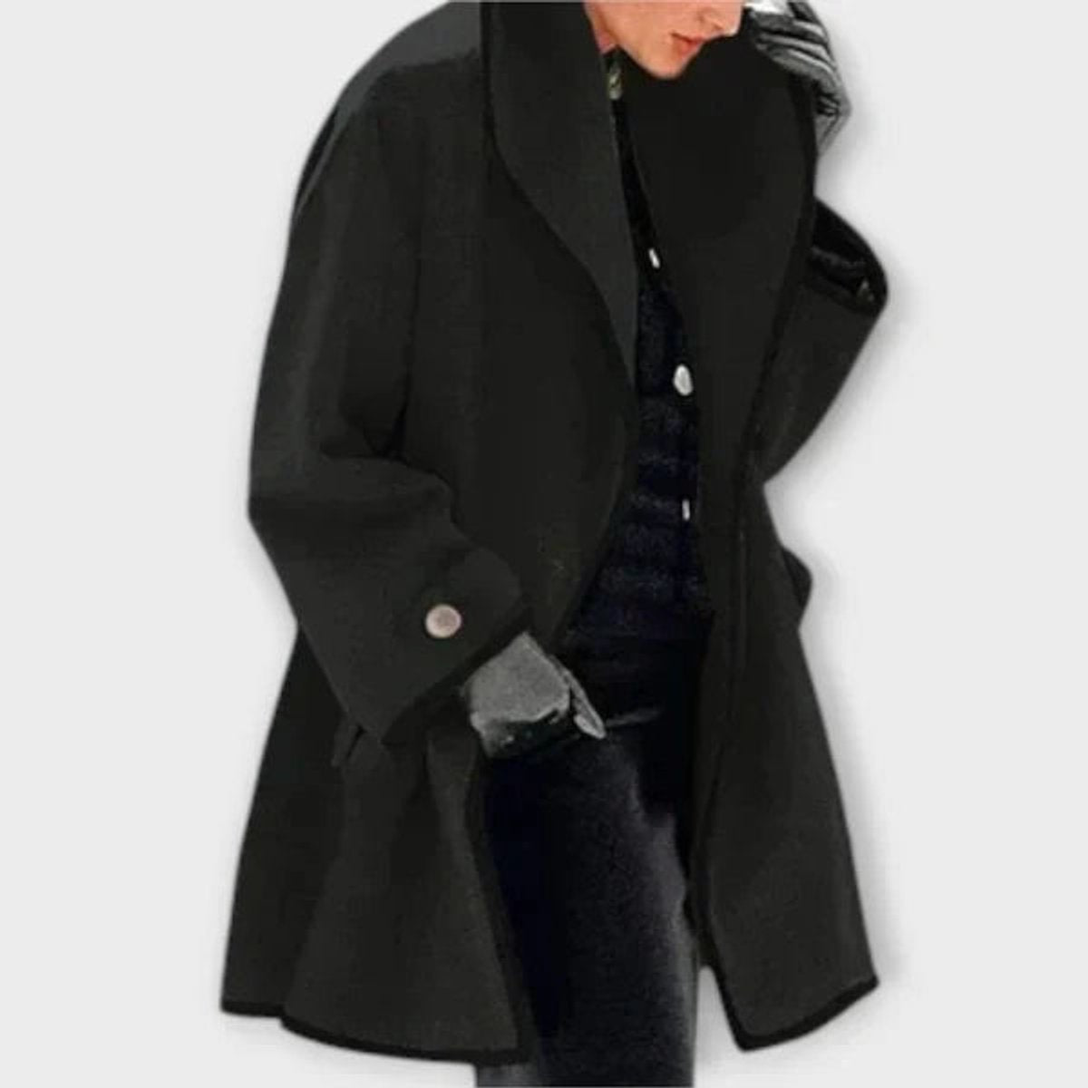 ELIZA & MAREN | OVERSIZED CONTRAST TRIM COAT FOR WOMEN