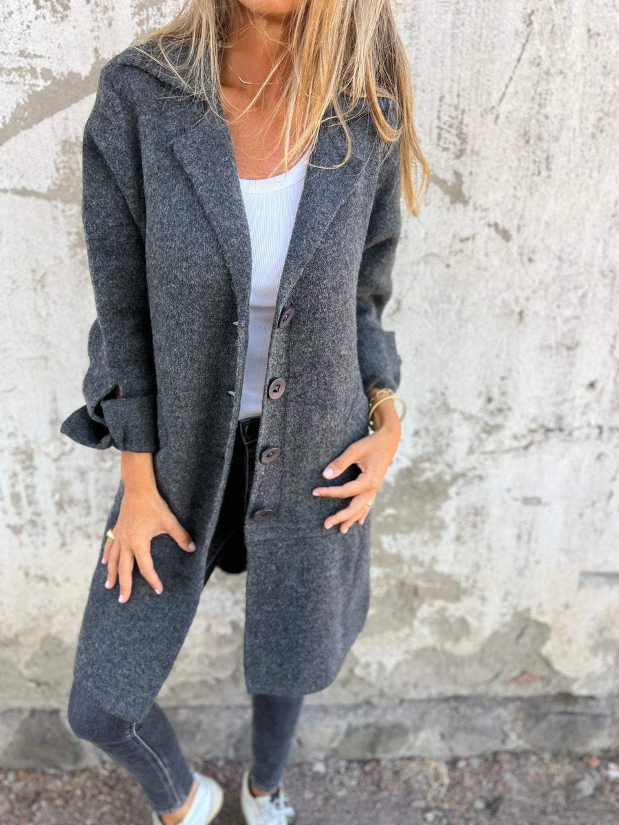 ELIZA & MAREN | RELAXED LONGLINE LAPEL COAT FOR WOMEN