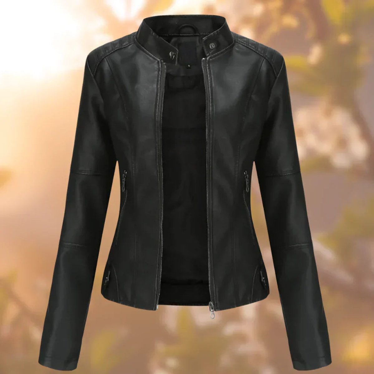 ELIZA & MAREN | LINED SLIM MOTO JACKET FOR WOMEN