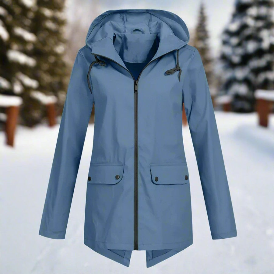 ELIZA & MAREN | HOODED LONGLINE RAIN JACKET FOR WOMEN