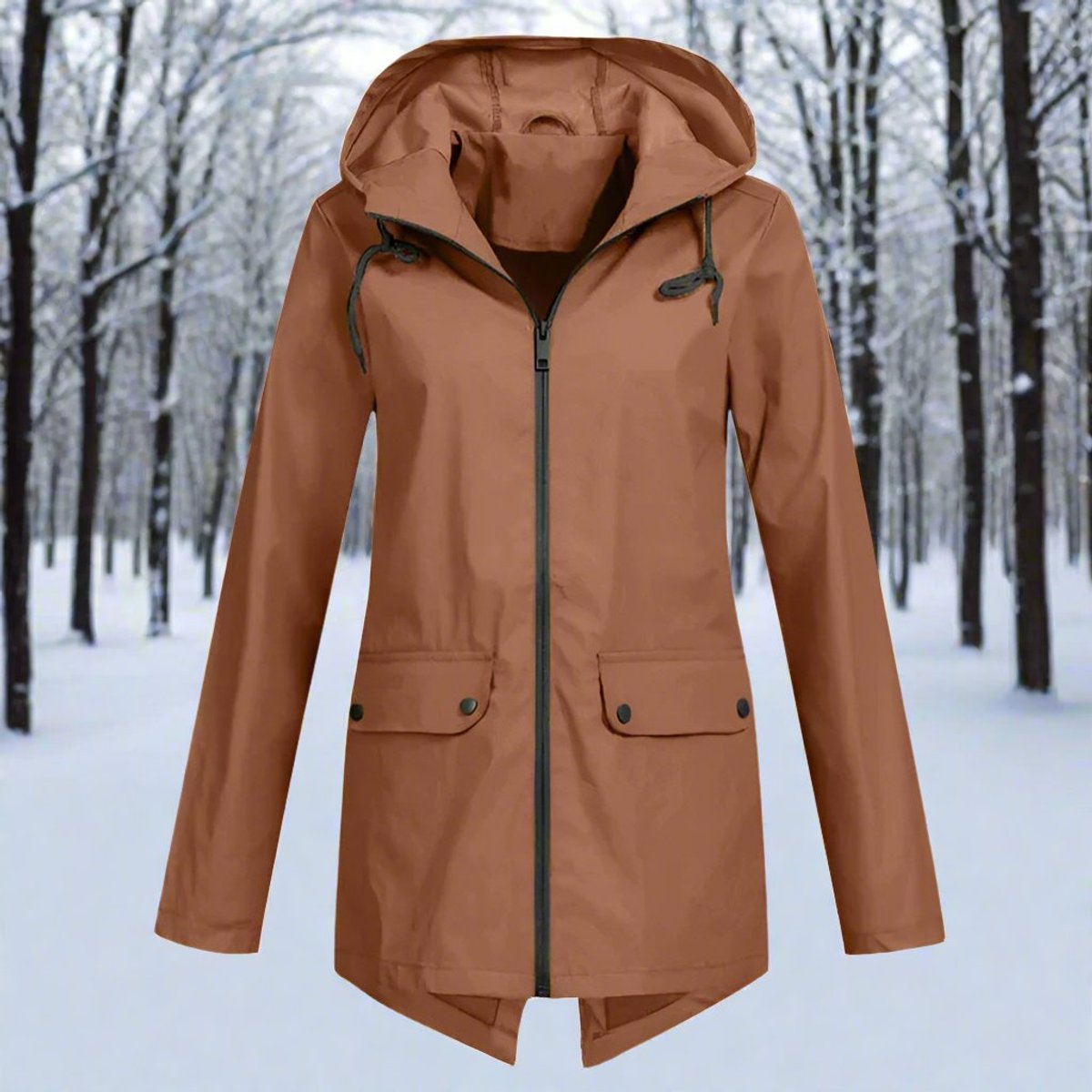 ELIZA & MAREN | HOODED LONGLINE RAIN JACKET FOR WOMEN