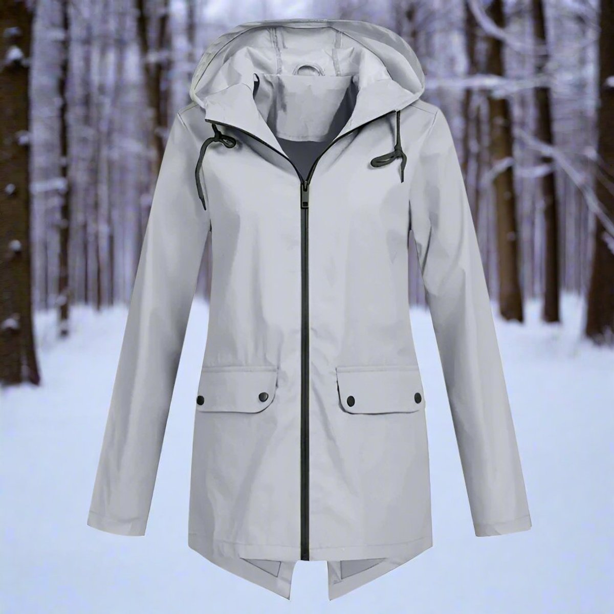 ELIZA & MAREN | HOODED LONGLINE RAIN JACKET FOR WOMEN