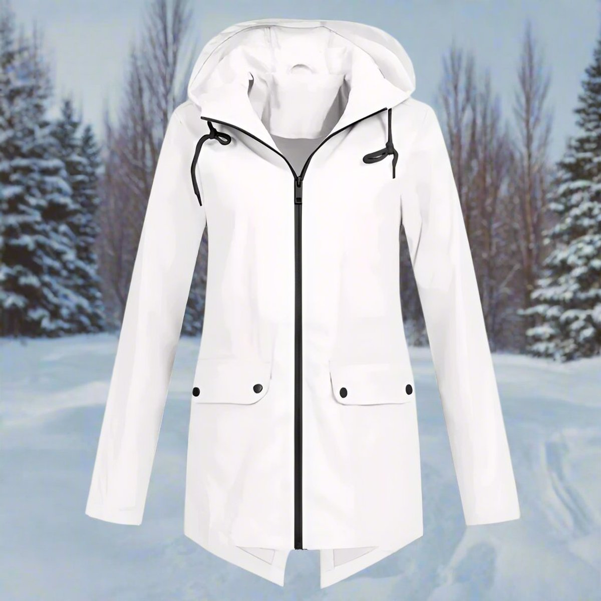 ELIZA & MAREN | HOODED LONGLINE RAIN JACKET FOR WOMEN