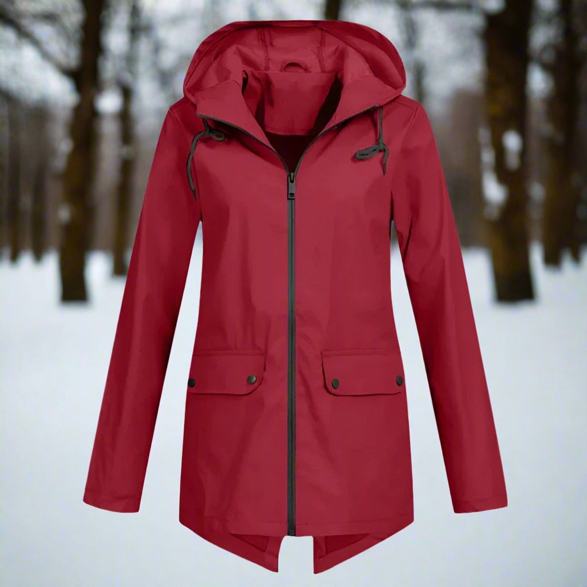 ELIZA & MAREN | HOODED LONGLINE RAIN JACKET FOR WOMEN