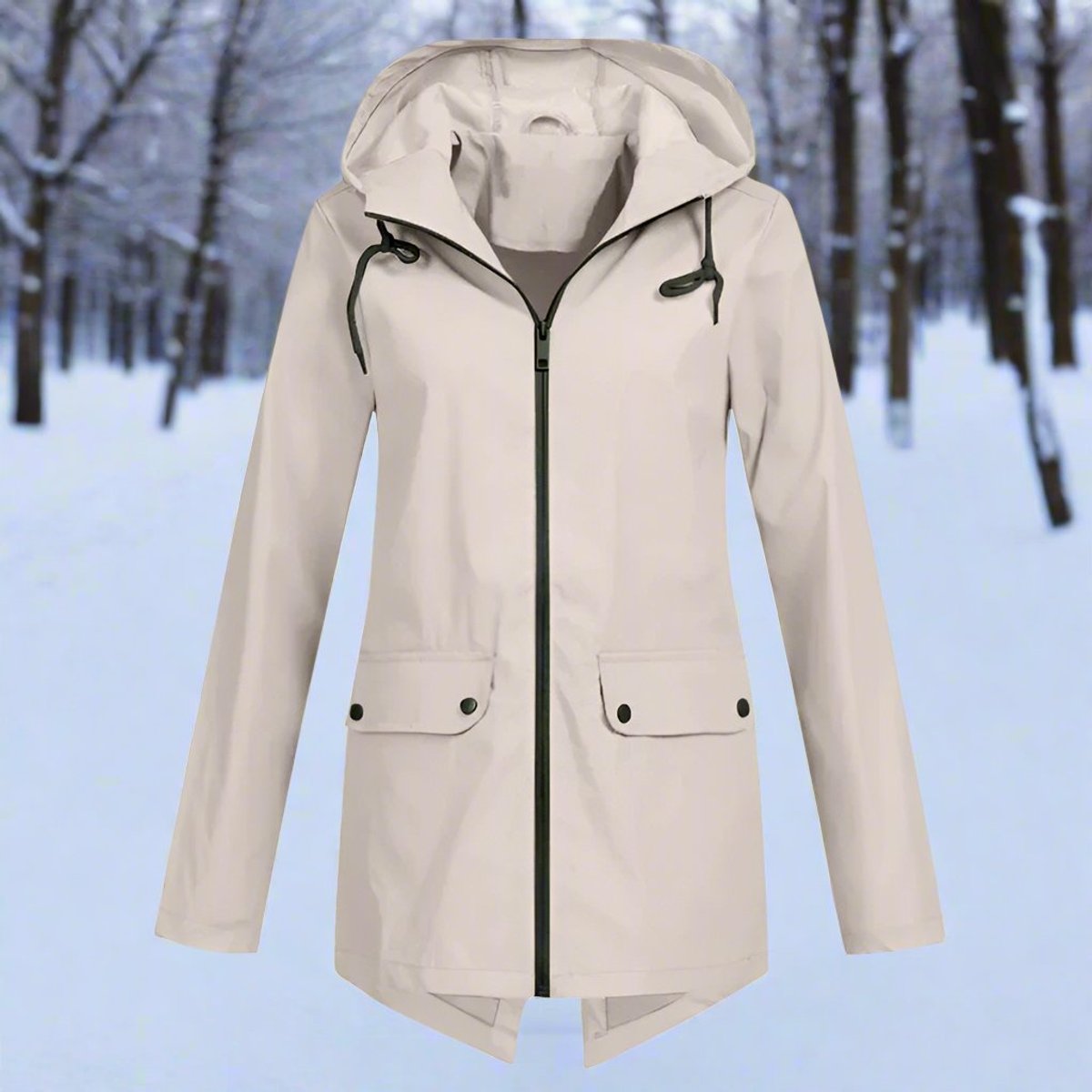 ELIZA & MAREN | HOODED LONGLINE RAIN JACKET FOR WOMEN